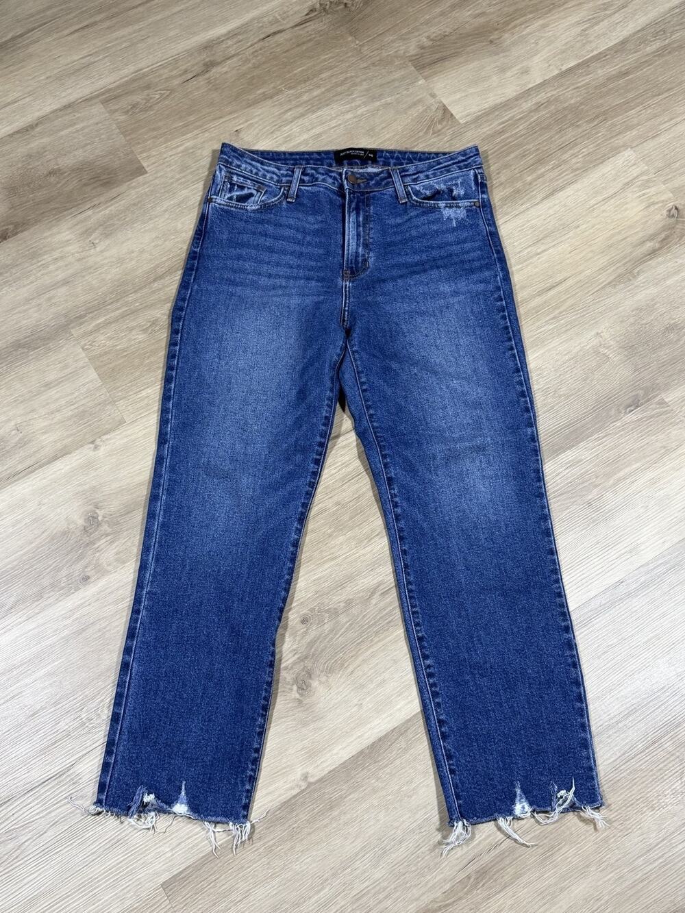 Just Black Denim High Rise Straight Crop Womens Size 30 Blue Raw Hem Jeans